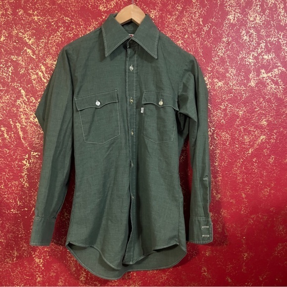 LEVI’s 70’s Vintage Silver Tab Buttons Shirt S - Picture 2 of 9